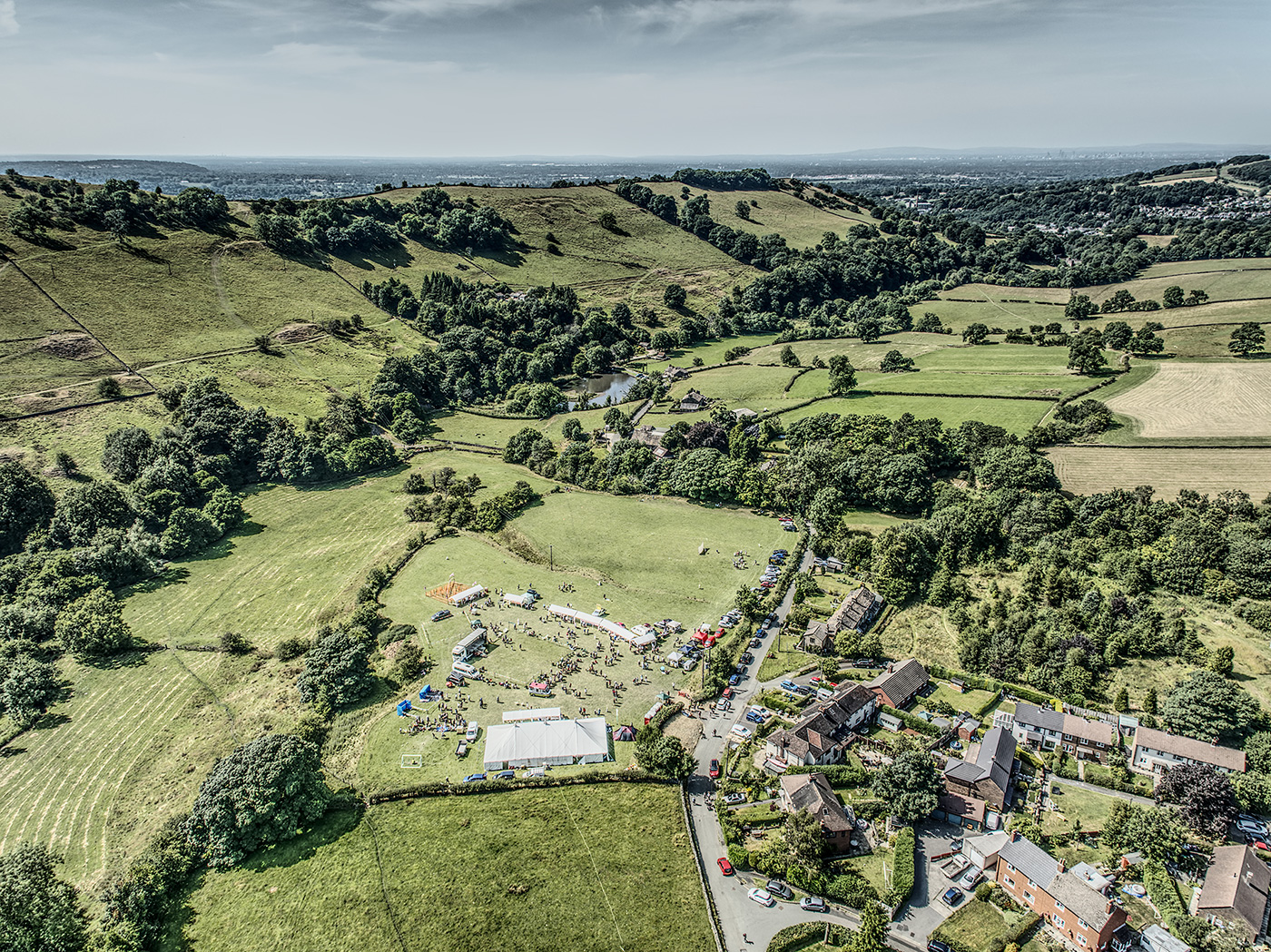 Drone Services Rainow Fete near Macclesfield capturing the apmosphere of a summers day gathering from the surrounding areas of Kerridge Wildboarclough Wilmslow Styal